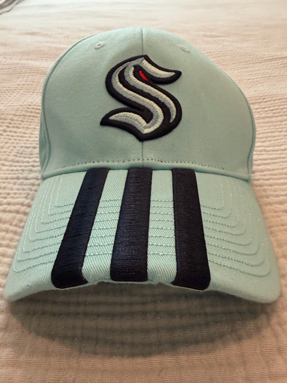 Adidas Unisex Light Mint/Blue Kraken Hockey Baseball Cap with Stripe Accent